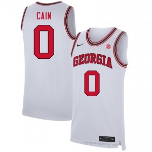 Georgia Blue Cain #0 Team Jersey | Collegiate White Men Basketball Uniform 73708908