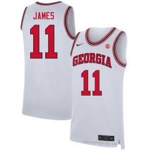 UGA Bulldogs Dylan James #11 Team Jersey | Collegiate White Men Basketball Uniform 63201689