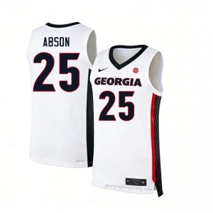 #25 Justin Abson White Georgia Men Stitched Jersey | Exclusive Hoops Apparel 72589840