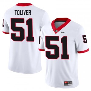 UGA Bulldogs Malachi Toliver #51 Jersey | Collegiate White Men Football Uniform 66089076