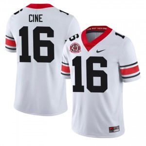Georgia Lewis Cine #16 1980 National Champions 40th Anniversary Jersey | Collegiate White Men Football Uniform 88051993