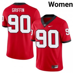 #90 Elijah Griffin Red Georgia Bulldogs Women Stitched High School Jersey | Exclusive Football Apparel 48727373