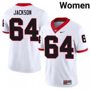 #64 Jahzare Jackson White UGA Bulldogs Women Stitched College Jersey | Exclusive Football Apparel 81486971