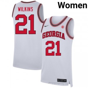 UGA Bulldogs Jake Wilkins #21 Team Jersey | Collegiate White Women Basketball Uniform 43470686