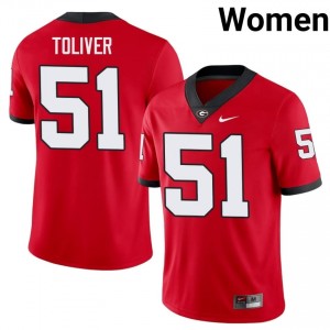 Georgia Bulldogs Malachi Toliver #51 Jersey | Collegiate Red Women Football Uniform 47373710