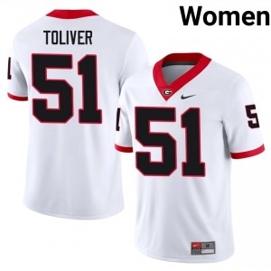 Malachi Toliver #51 White UGA Bulldogs Women Football College Jersey | Premium Stitched Edition 71707251