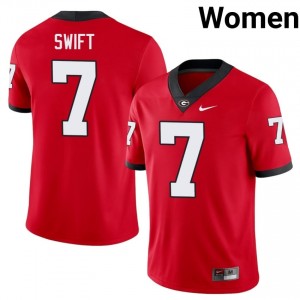 #7 D'Andre Swift Red Georgia Bulldogs Women Stitched High School Jersey | Exclusive Football Apparel 88964553