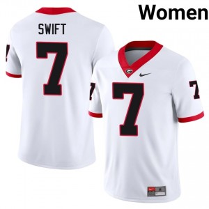 White D'Andre Swift #7 UGA Bulldogs Women Football Gameday Jersey | NCAA Official Look 26469275