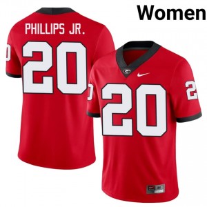#20 Dwight Phillips Jr. Red Georgia Bulldogs Women Stitched High School Jersey | Exclusive Football Apparel 14134011