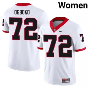 UGA Bulldogs Ekene Ogboko #72 Jersey | Collegiate White Women Football Uniform 32168024