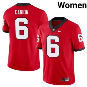 Georgia Bulldogs Isiah Canion #6 Jersey | Collegiate Red Women Football Uniform 48599183