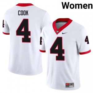 James Cook #4 White UGA Bulldogs Women Football College Jersey | Premium Stitched Edition 68621955