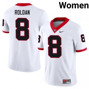 Landon Roldan #8 White UGA Bulldogs Women Football College Jersey | Premium Stitched Edition 82617947
