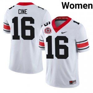 Lewis Cine #16 1980 National Champions 40th Anniversary White Georgia Women Football NCAA Jersey | Premium Stitched Edition 31184793