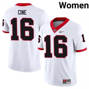 White Lewis Cine #16 UGA Bulldogs Women Football Gameday Jersey | NCAA Official Look 51153445