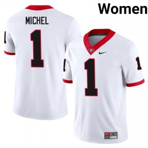 Sony Michel #1 White UGA Bulldogs Women Football College Jersey | Premium Stitched Edition 46158343