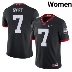 #7 D'Andre Swift Black Dawgs Mascot 100th Anniversary Women Stitched Player Jersey | Exclusive Football Apparel 38301215