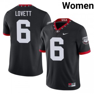 Dawgs Dominic Lovett #6 Mascot 100th Anniversary Jersey | Collegiate Black Women Football Uniform 97613108
