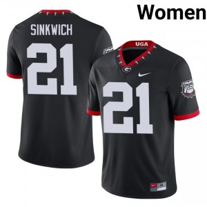 #21 Frank Sinkwich Black Dawgs Mascot 100th Anniversary Women Stitched Player Jersey | Exclusive Football Apparel 33840959
