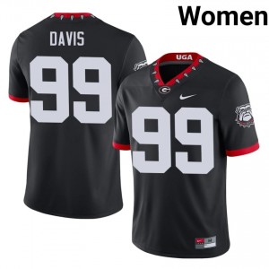 Dawgs Jordan Davis #99 Mascot 100th Anniversary Jersey | Collegiate Black Women Football Uniform 58142935