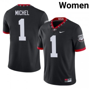 Dawgs Sony Michel #1 Mascot 100th Anniversary Jersey | Collegiate Black Women Football Uniform 18617797