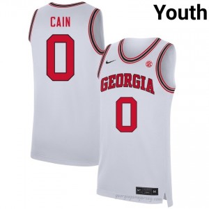 UGA Bulldogs Blue Cain #0 Team Jersey | Collegiate White Youth Basketball Uniform 73514410