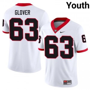UGA Bulldogs Dontrell Glover #63 Jersey | Collegiate White Youth Football Uniform 58485497