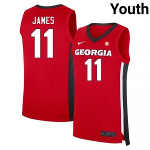 Dylan James #11 Red UGA Bulldogs Youth Basketball Jersey | Premium Stitched Edition 21571060