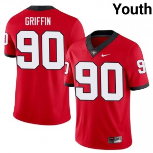 Red Elijah Griffin #90 Georgia Bulldogs Youth Football Gameday Jersey | NCAA Official Look 59429262