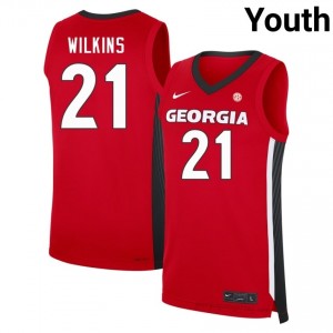 Jake Wilkins #21 Red UGA Youth Basketball Jersey | Premium Stitched Edition 74450967