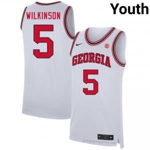 UGA Bulldogs Jeremiah Wilkinson #5 Team Jersey | Collegiate White Youth Basketball Uniform 29864856