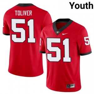 Malachi Toliver #51 Red Georgia Bulldogs Youth Football High School Jersey | Premium Stitched Edition 57837056