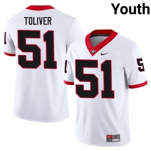 #51 Malachi Toliver White UGA Bulldogs Youth Stitched College Jersey | Exclusive Football Apparel 43586368