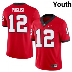 Ryan Puglisi #12 Red Georgia Bulldogs Youth Football High School Jersey | Premium Stitched Edition 98427574
