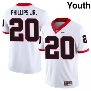 UGA Bulldogs Dwight Phillips Jr. #20 Jersey | Collegiate White Youth Football Uniform 18148370