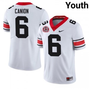 Georgia Isiah Canion #6 1980 National Champions 40th Anniversary Jersey | Collegiate White Youth Football Uniform 71984066