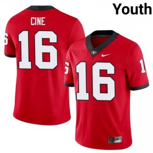 Red Lewis Cine #16 Georgia Bulldogs Youth Football Gameday Jersey | NCAA Official Look 76468800