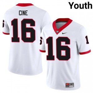 UGA Bulldogs Lewis Cine #16 Jersey | Collegiate White Youth Football Uniform 89799352