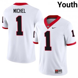#1 Sony Michel White UGA Bulldogs Youth Stitched College Jersey | Exclusive Football Apparel 32958801