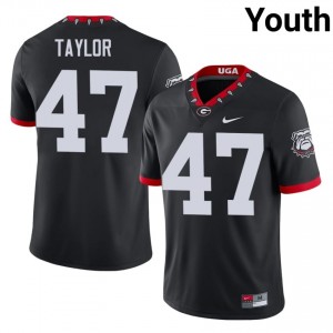 Dawgs Will Taylor #47 Mascot 100th Anniversary Jersey | Collegiate Black Youth Football Uniform 15507934